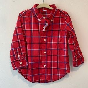 GAP red white and blue plaid long sleeve shirt